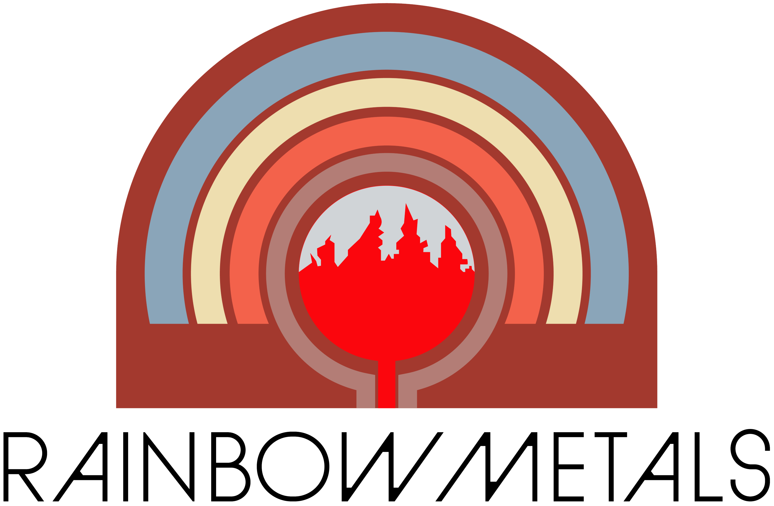 Leading custom belt buckles and bronze plaques store Rainbow Metals Logo