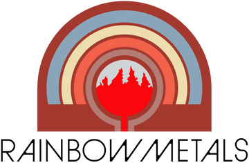 Leading custom belt buckles and bronze plaques store Rainbow Metals Logo